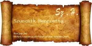 Szurcsik Henrietta névjegykártya